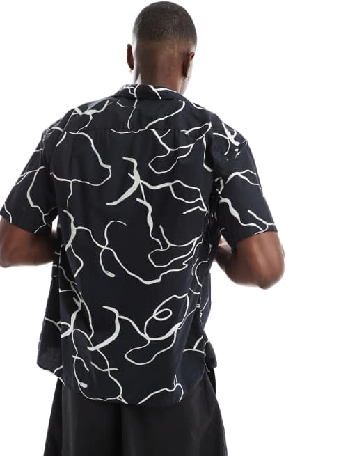 Jack & Jones - Chemise de qualité supérieure avec col à revers et imprimé - Bleu marine, 4 de 4