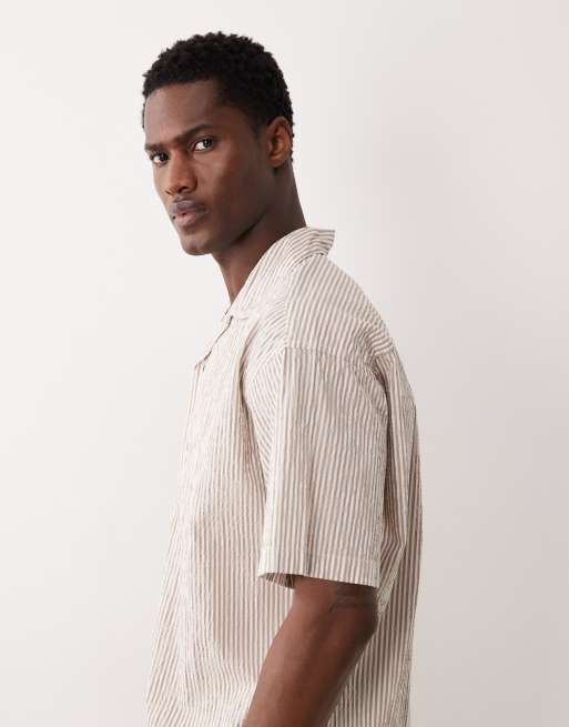 Jack & Jones - Chemise d'ensemble en crépon avec col à revers - Beige, 4 de 5