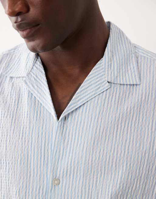 Jack & Jones - Chemise d'ensemble en crépon avec col à revers - Bleu, 3 de 5