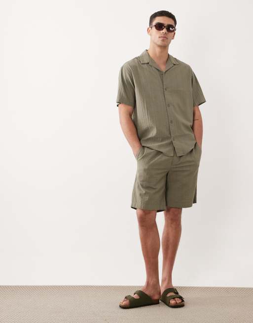 Jack & Jones - Chemise d'ensemble texturée à manches courtes - Kaki, 2 de 5