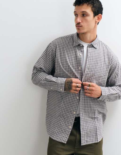 Jack & Jones chemise en flanelle à micro-carreaux crème et noire, 3 de 5