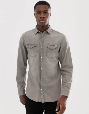 Jack & Jones - Chemise en jean coupe slim - Délavé gris