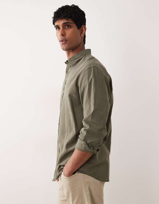 Jack & Jones - Chemise en lin mélangé à manches longues - Vert foncé, 4 de 5