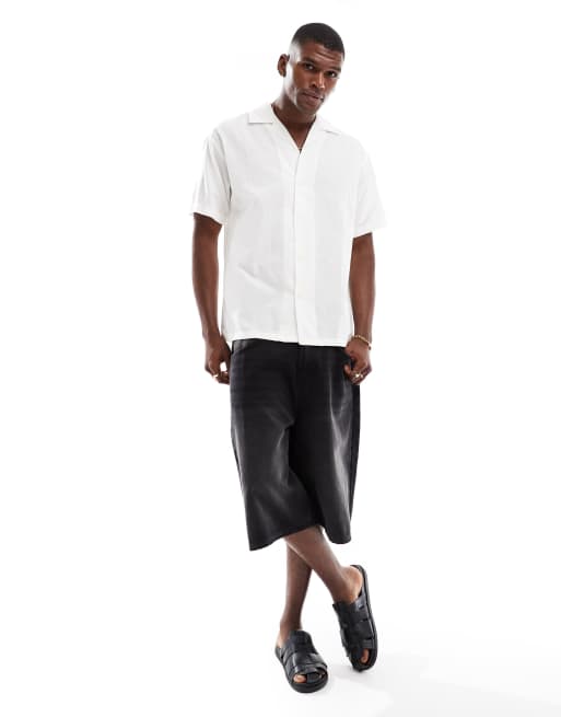 Jack & Jones - Chemise en lin mélangé avec col à revers - Blanc, 4 de 4