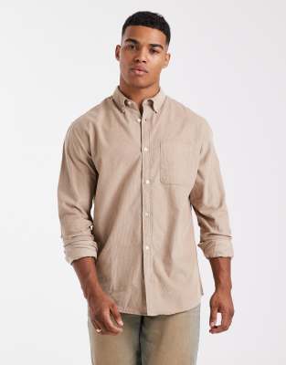 Chemise en velours ctel  poche - Beige - Jack & Jones - Modalova