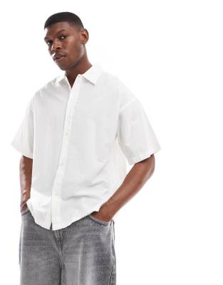 Jack & Jones - Chemise oversize en lin mélangé - Blanc