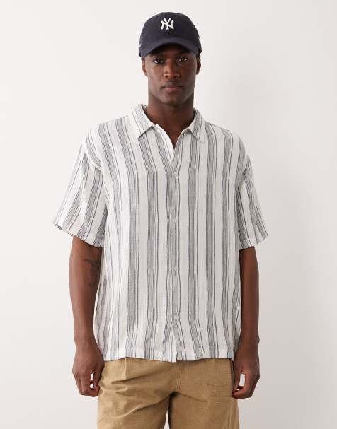 Jack & Jones - Chemise texturée rayée à manches courtes - Bleu - view 1