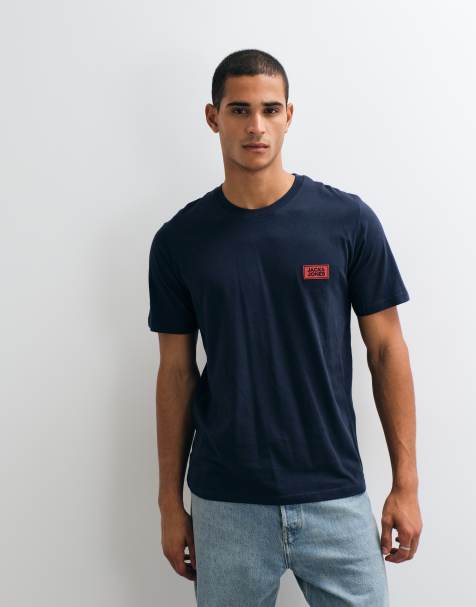 Jack & Jones chest logo t-shirt in navy - view 1