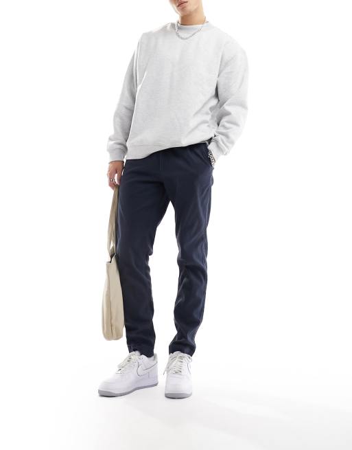 Jack & Jones - Chino affusolati con pieghe blu navy