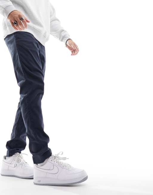 Jack Jones Chino affusolati con pieghe blu navy ASOS