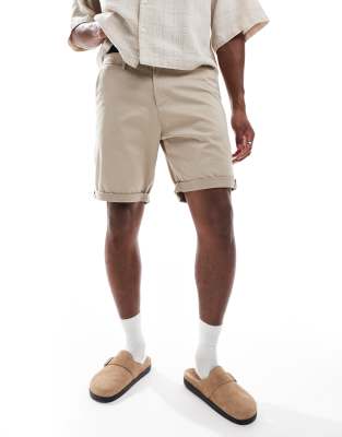 chino shorts with cuffs in beige-Neutral