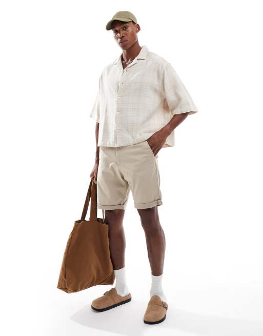 Jack & Jones chino shorts with cuffs in beige, 3 of 5