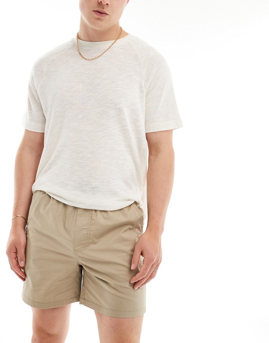 Jack & Jones chino shorts with drawstring waist shorts in beige-Neutral
