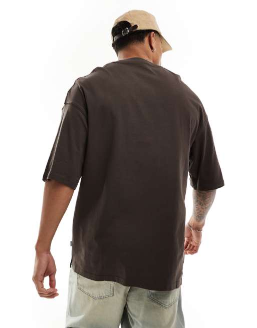 Jack & Jones – Chokladbrun t-shirt i extra oversize, 2 av 4