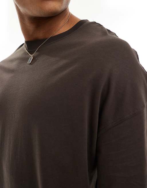 Jack & Jones – Chokladbrun t-shirt i extra oversize, 3 av 4