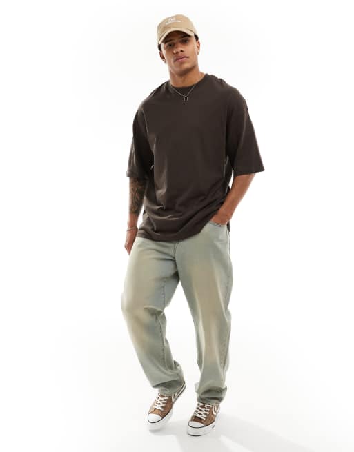 Jack & Jones – Chokladbrun t-shirt i extra oversize, 4 av 4