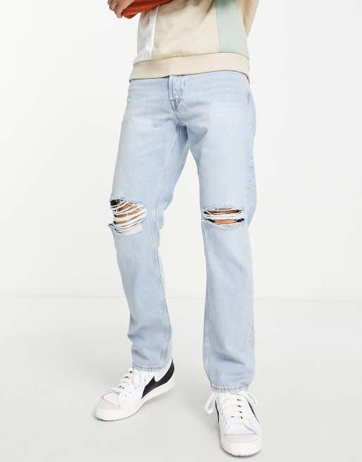 Jack & Jones - Chris - Jeans dritti azzurri con strappi sulle ginocchia, 3 di 4