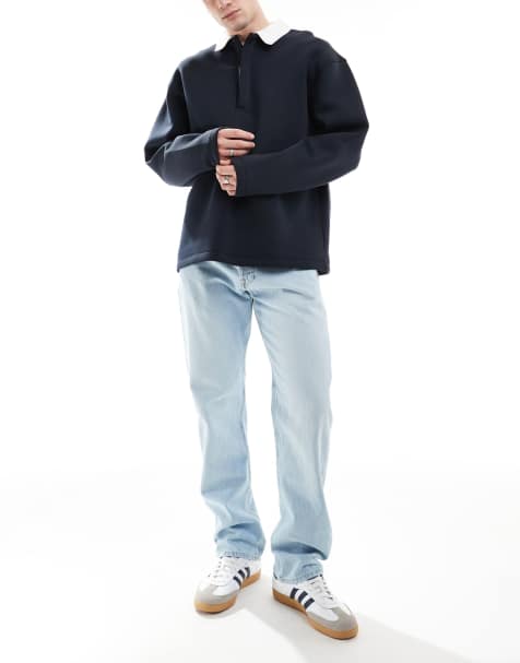 Jack & Jones - Chris - Lyseblå og forvaskede jeans i stift materiale med lige ben - view 1