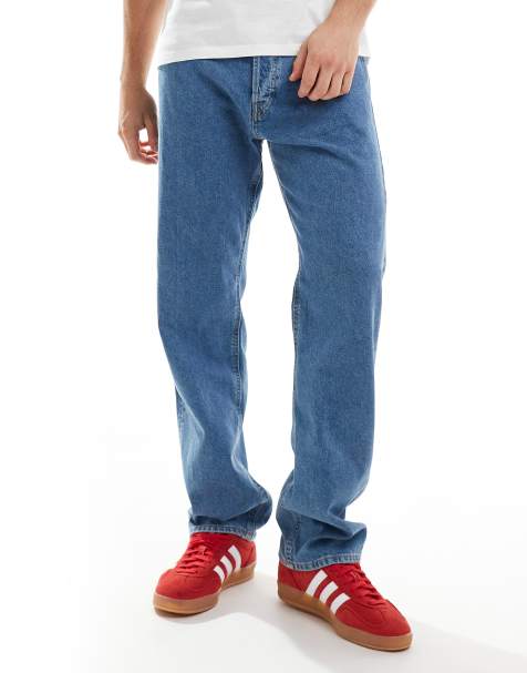 Jack & Jones Chris straight jean in mid blue wash 