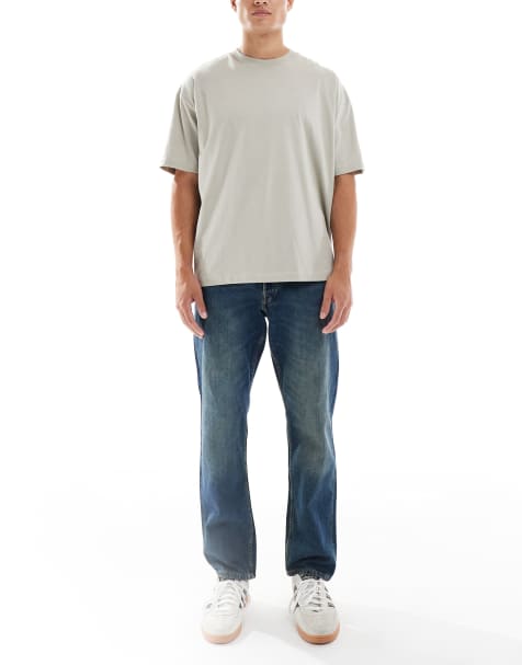 Jack & Jones Chris straight jeans in mid blue