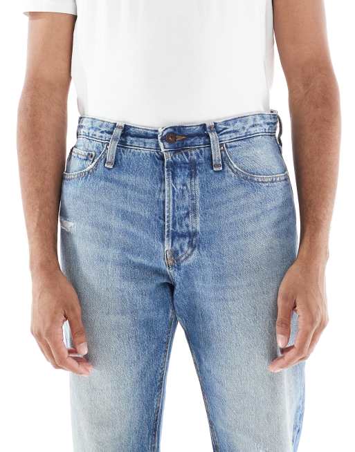 Jack & Jones - Chris - Rechte jeans met rip en repair in blauw, 4 van 5