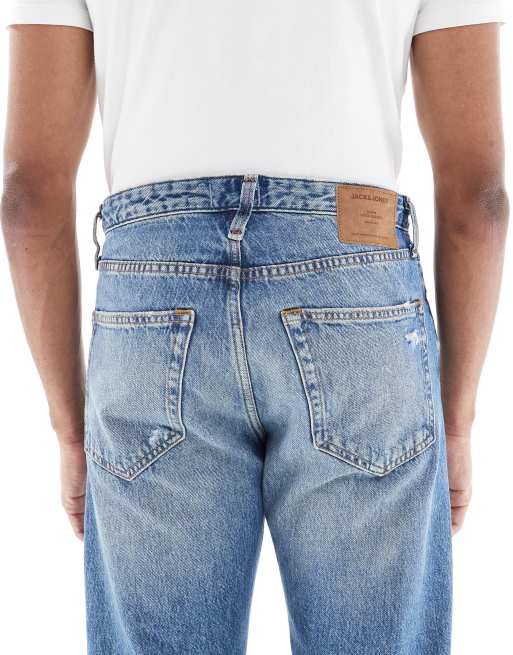Jack & Jones - Chris - Rechte jeans met rip en repair in blauw, 5 van 5