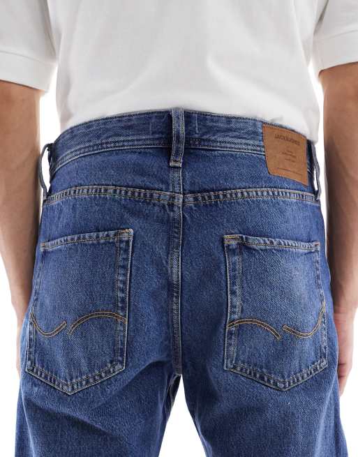 Jack & Jones - Chris - Rechte stugge jeans in middenblauw met wassing, 4 van 5