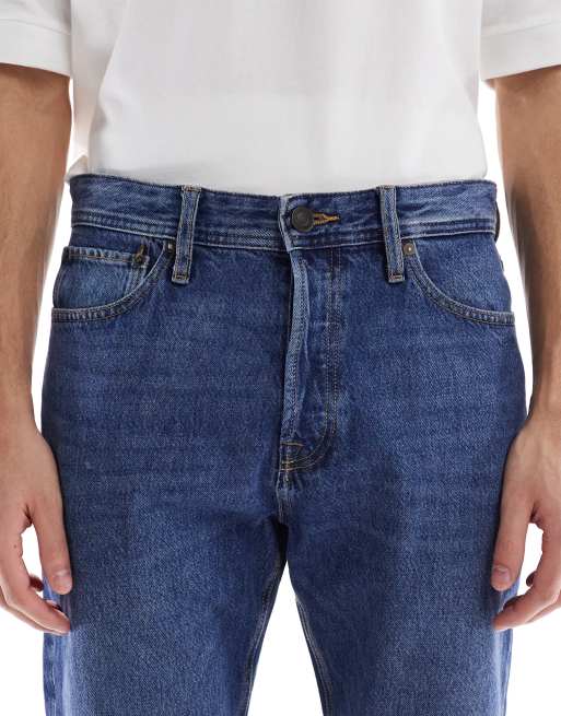 Jack & Jones - Chris - Rechte stugge jeans in middenblauw met wassing, 5 van 5