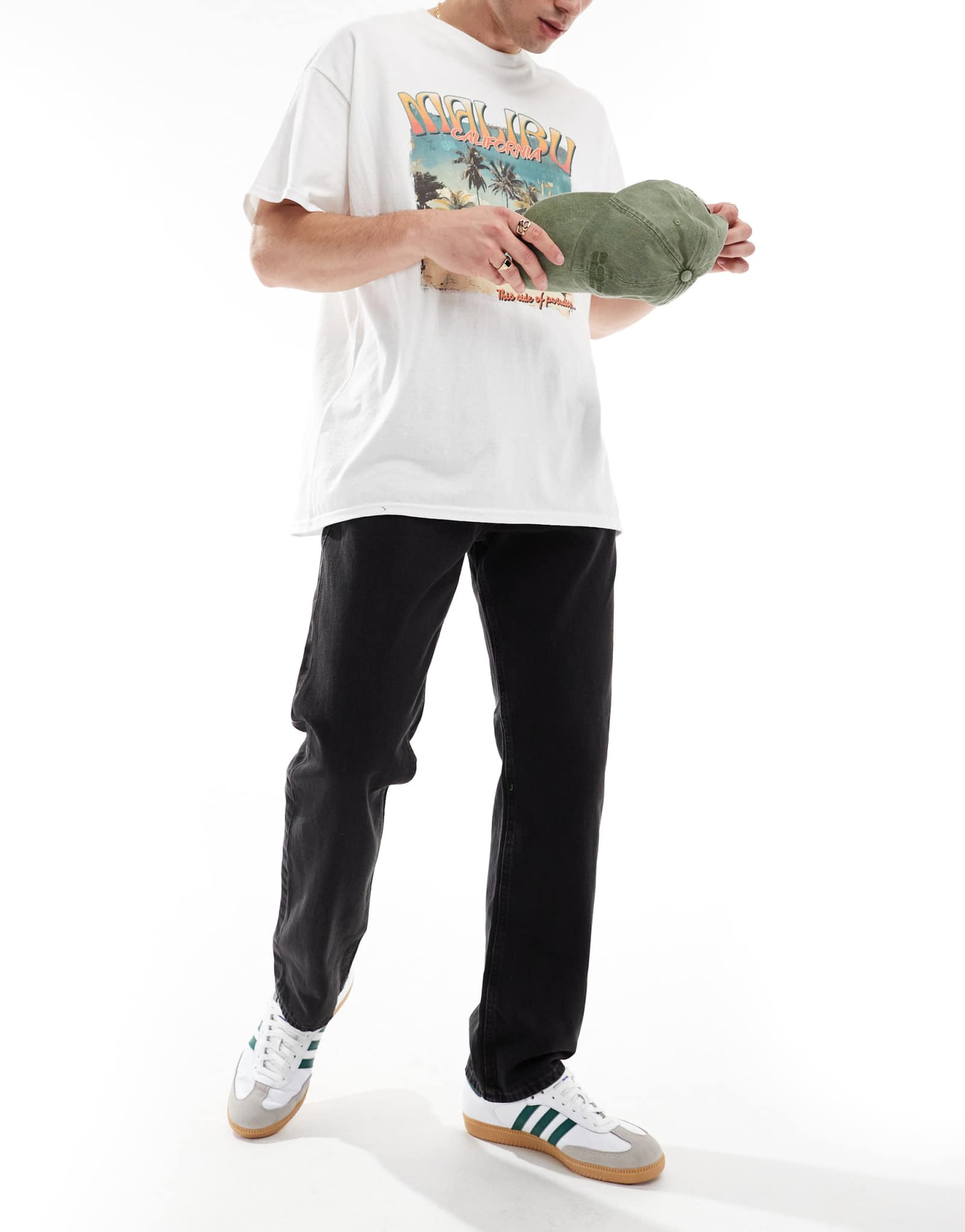 Жесткие прямые джинсы Jack &Jones Chris черного цвета после стирки