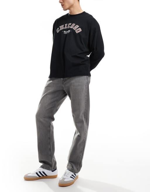 Jack & Jones chris straight jean in gray wash