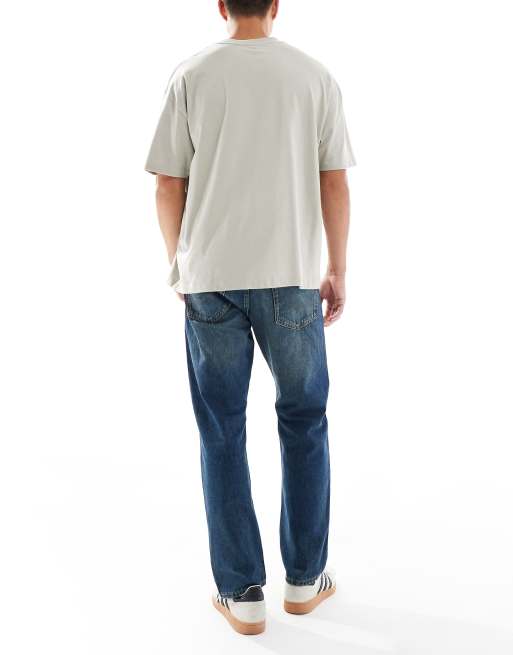 Jack & Jones Chris straight jeans in mid blue, 3 of 5
