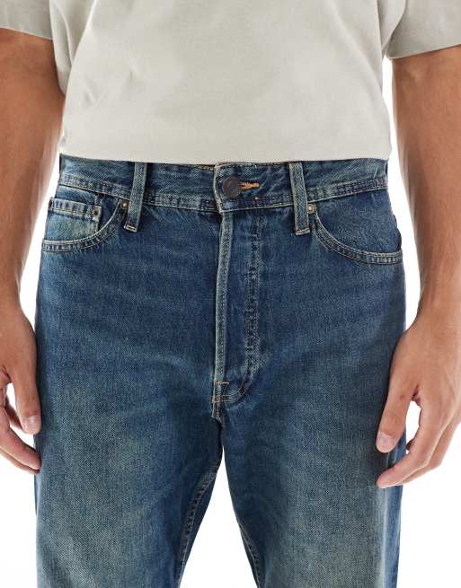 Jack & Jones Chris straight jeans in mid blue, 4 of 5