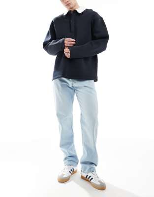 Chris - Straight Jeans ohne Stretchanteil in blauer Waschung Blau W27 L34