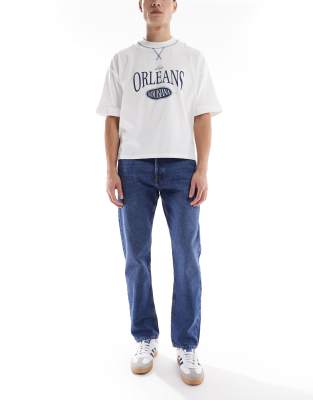 Chris - Straight Jeans ohne Stretchanteil in mittelblauer Waschung Blau W34 L34