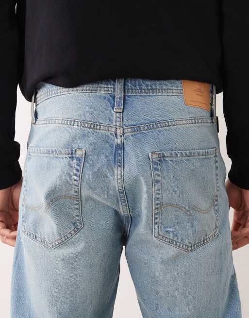 Jack & Jones Chris straight jeans with rip in light blue, 5 of 5