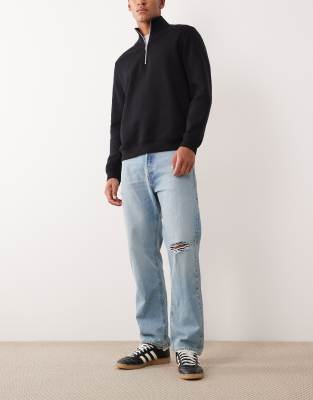 Jack & Jones Chris Straight Leg Jeans With Rip In Blue