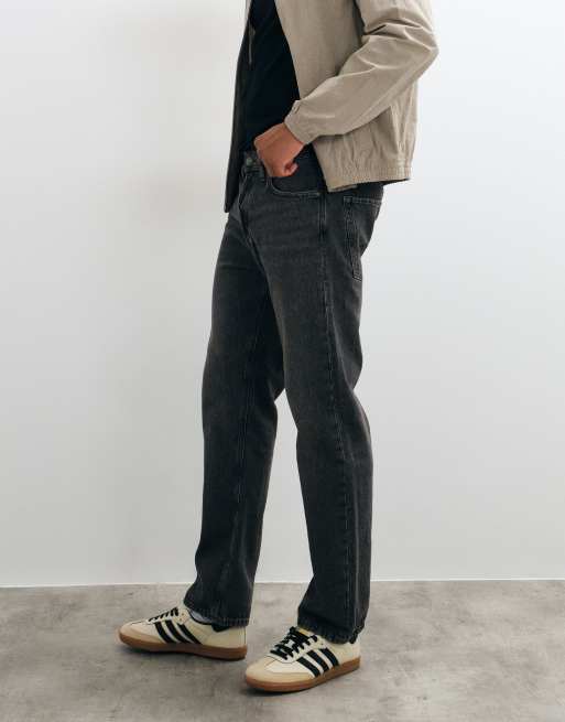 Jack & Jones – Chris – Svarta, raka jeans med tvättad finish , 5 av 5