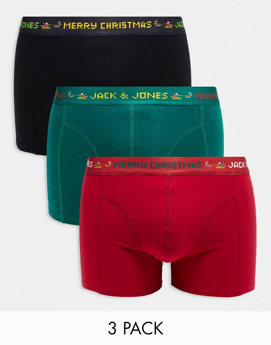 Jack & Jones Christmas 3 pack boxers in multi