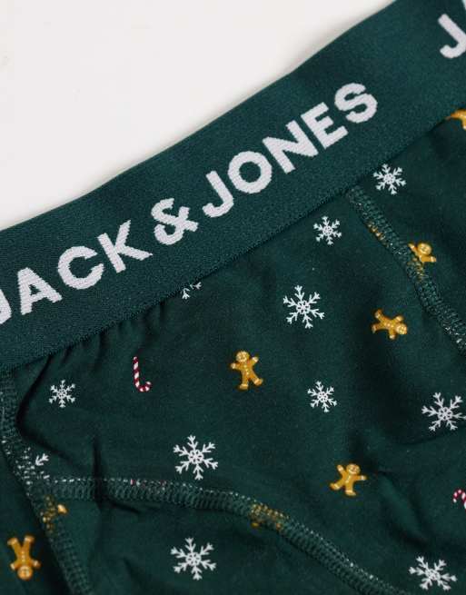 Jack & Jones christmas boxer & sock gift set in green, 3 of 4
