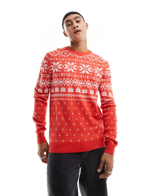 Jack & jones store fairisle knitted christmas jumper