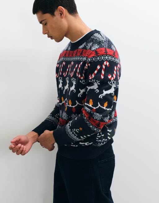 Jack & Jones Christmas striktrøje i navy, 2 af 5