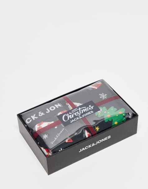 Jack & Jones christmas trunk and socks gift box in black - view 1