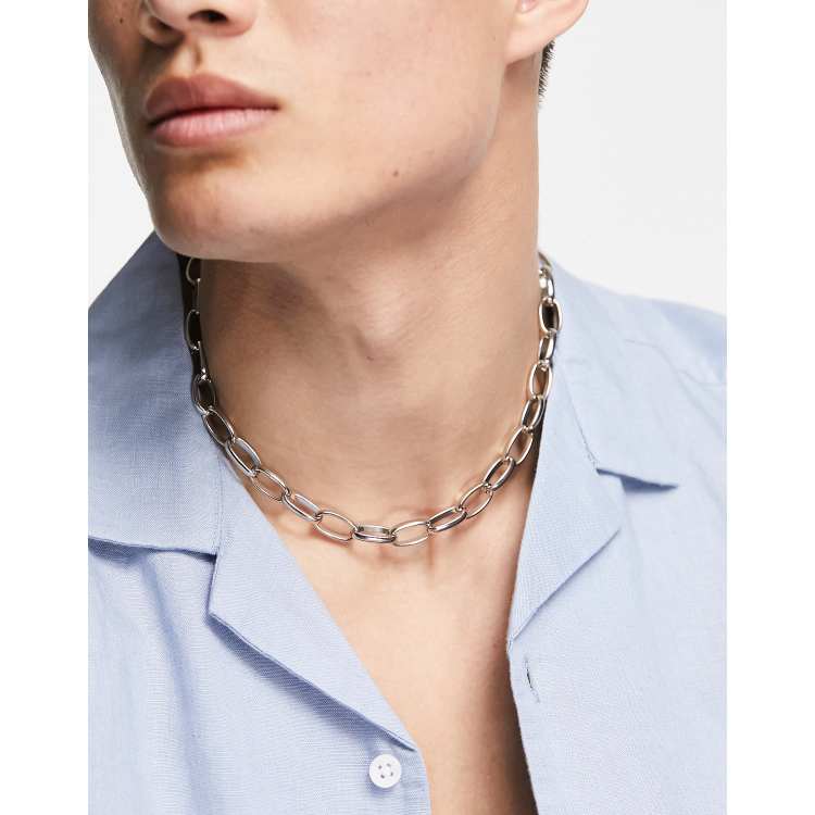 Silver chunky store chain choker