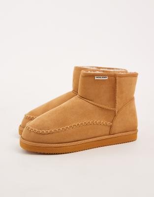 Jack & Jones Chunky Faux Suede Slipper Boot In Brown