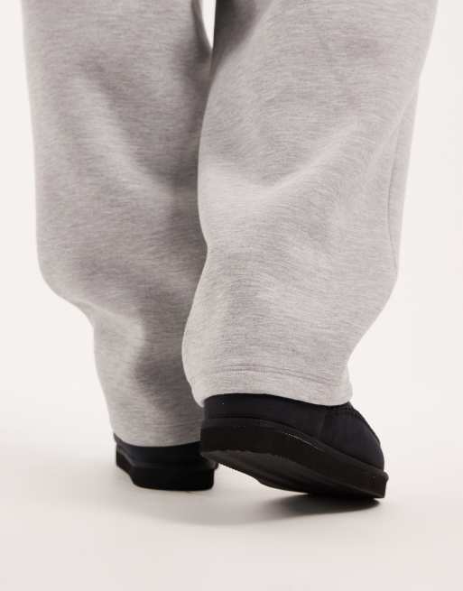 Jack & Jones chunky faux suede slipper boots in black