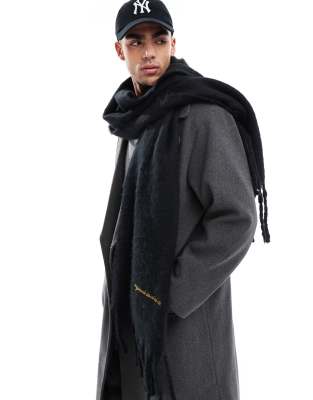 Jack & Jones chunky fluffy scarf in black