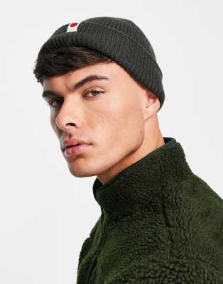 Jack & Jones chunky rib fisherman rib beanie in khaki