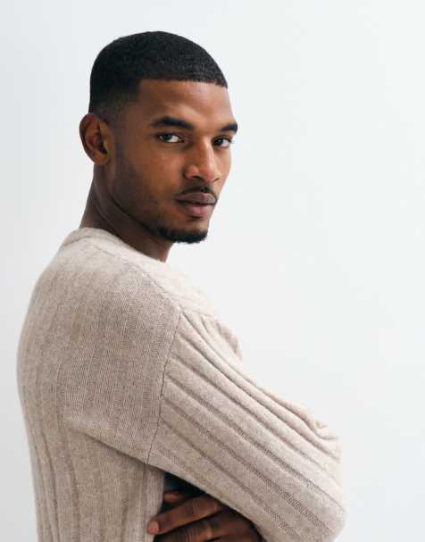 Jack & Jones chunky rib knit sweater in beige - view 1