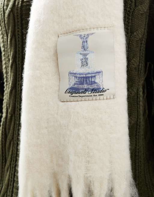 Jack & Jones chunky scarf in cream