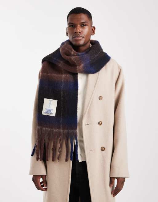 Jack & Jones chunky scarf in navy check